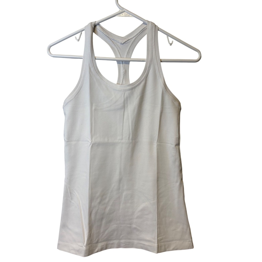 Lululemon White Racerback Athletic Tank Top Womens Yoga Gym Training Scoop‎ Neck